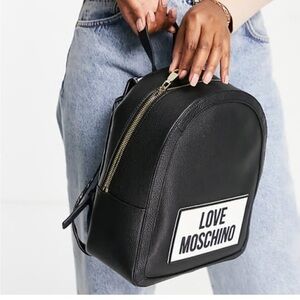 Love Moschino NWT Large Logo Black Backpack w/Gold Hardware ASOS $487 SOLD OUT